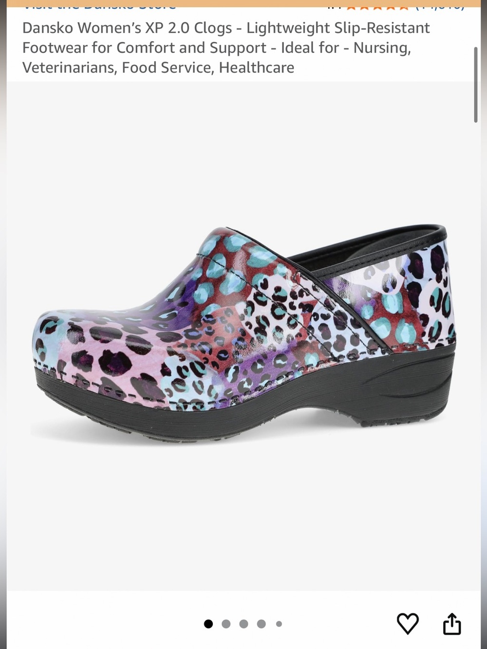 Dansko Multicolor Leopard Print Clog in Purple, Turquoise, Pink